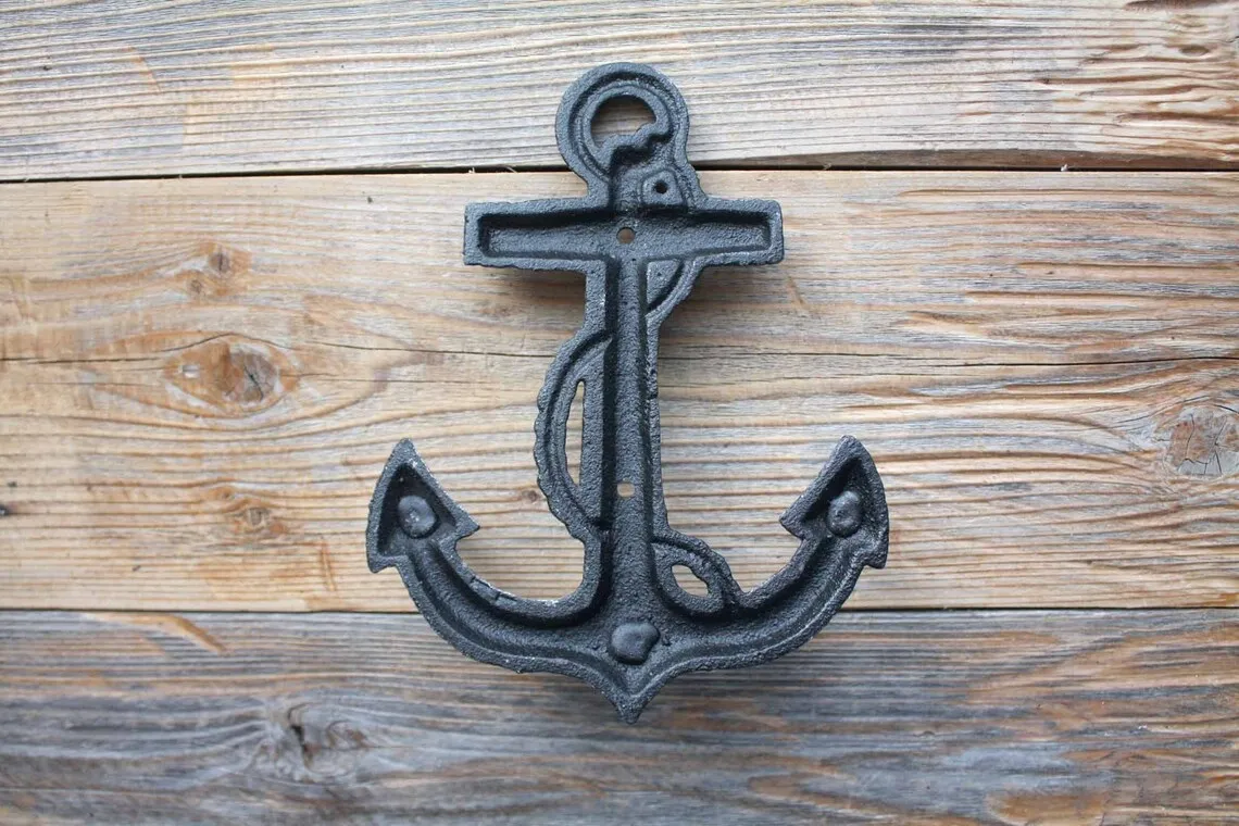 Plaque Murale Ancre De Navire – Aspect Bronze Fonte – Style Nautique 7 1/2'' – Réf N-42