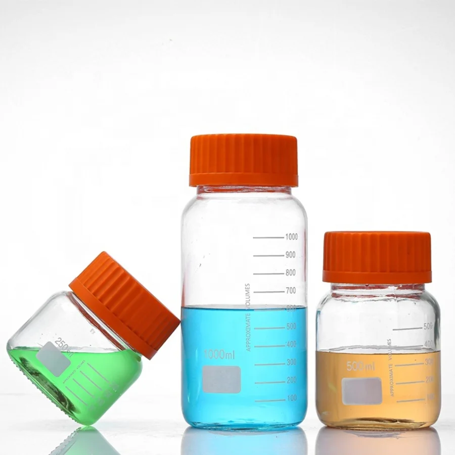 1000ml Laboratory Wide Mouth Reagent Sample Bottles 1 Liter Glass Media
