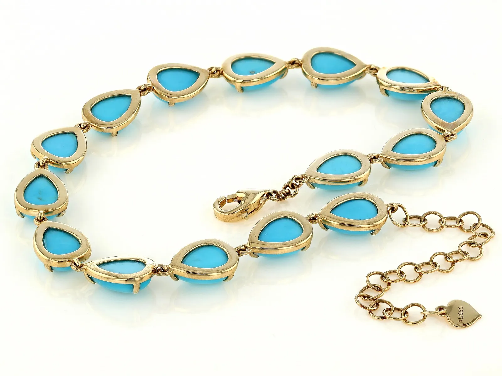 Blue Sleeping Beauty Turquoise 14k Yellow Gold Bracelet | Elegant ...