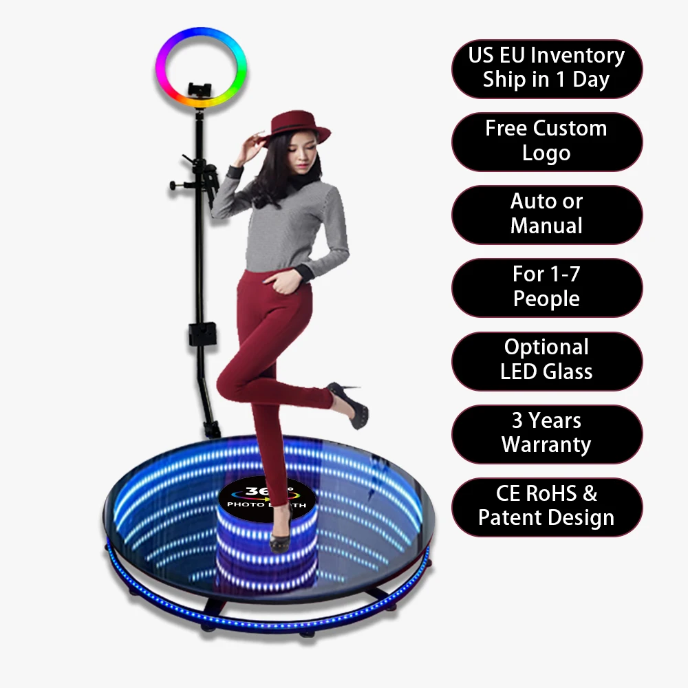 26.8inch 360 Photo Booth Machine Selfie Video Motion Rotating Platform