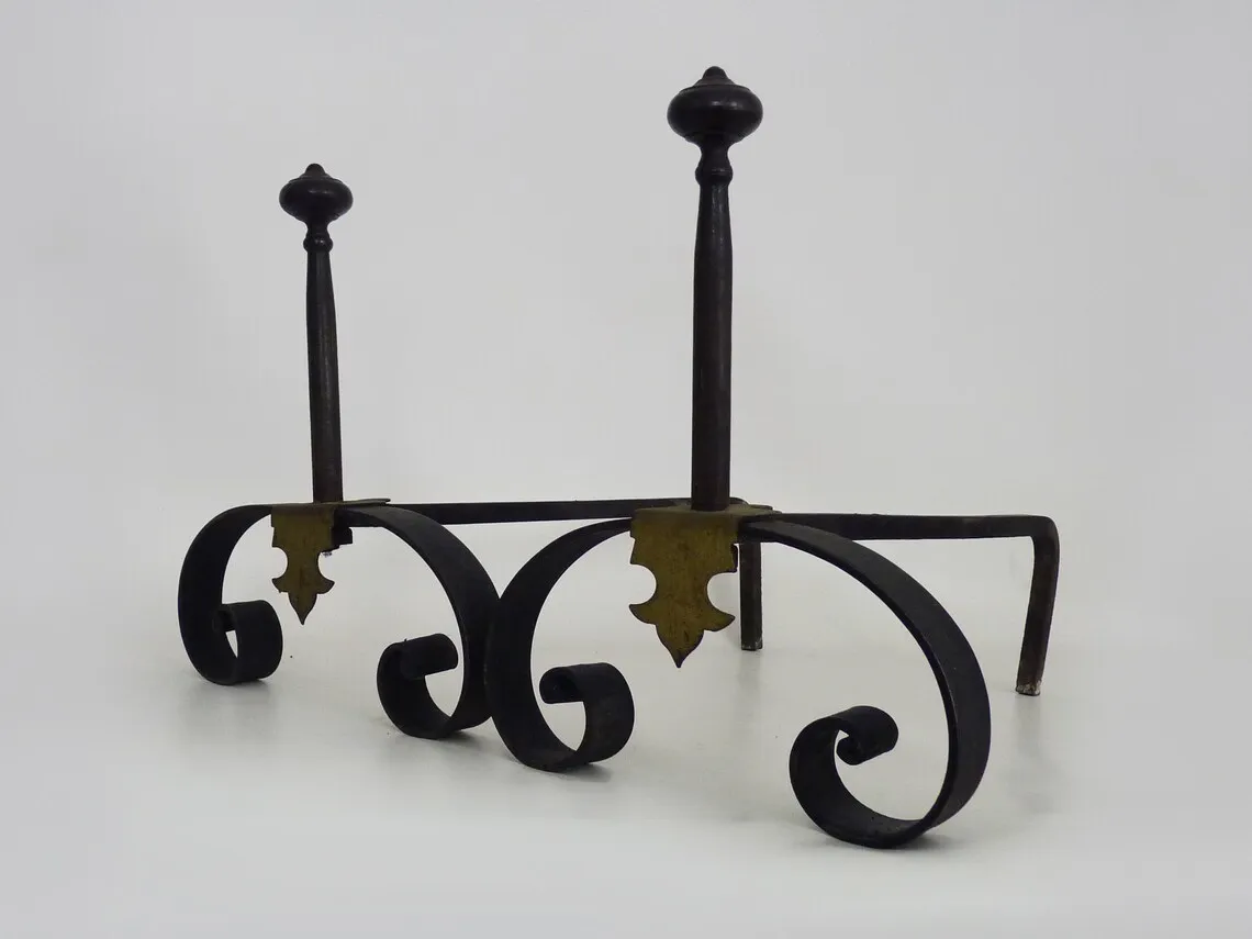 Andirons Farmhouse Cast Iron Fireplace For Storage Holder Backyard Household Outdoor Fireplace