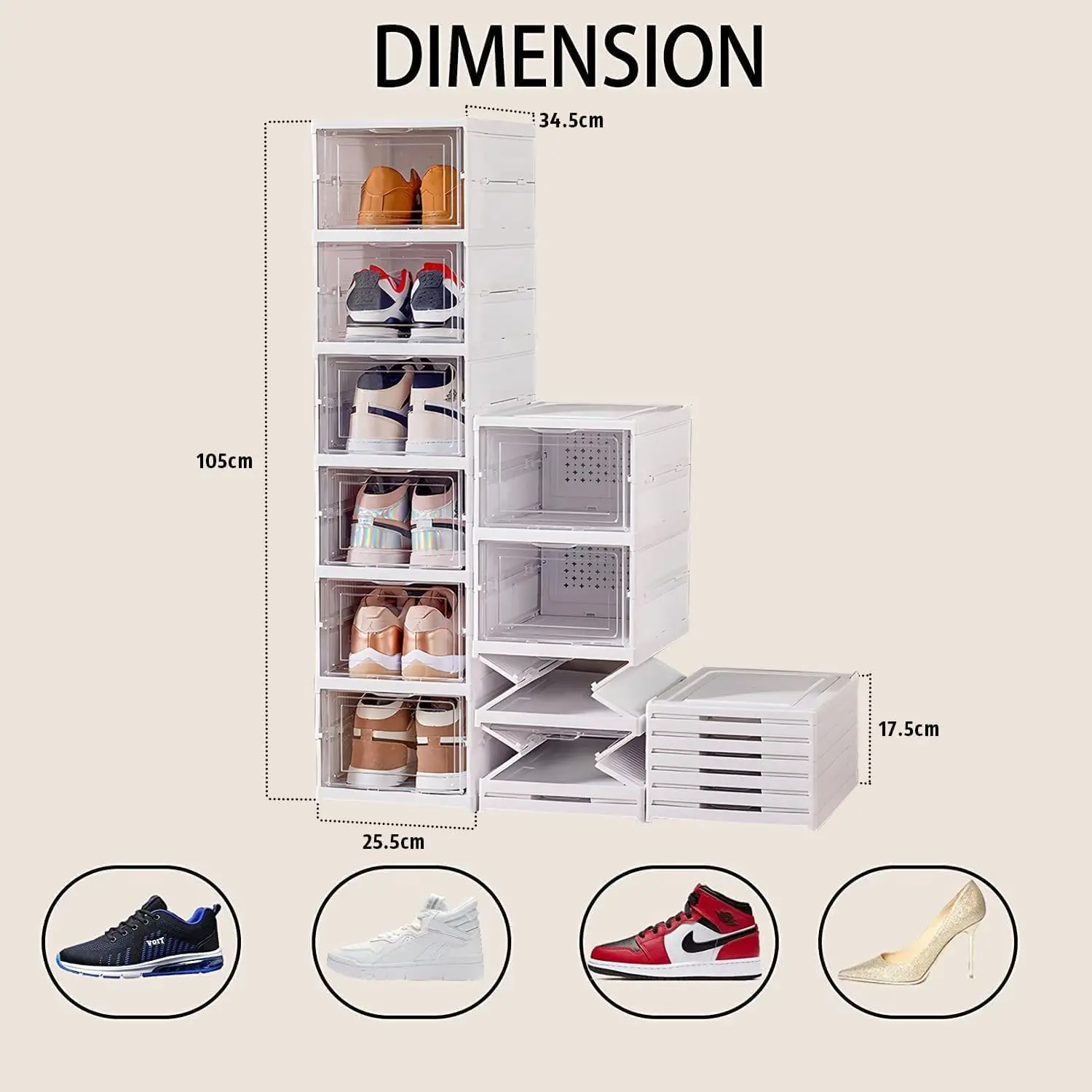 Dimensiones del zapatero 105cm alto, 34.5cm fondo, 25.5cm ancho