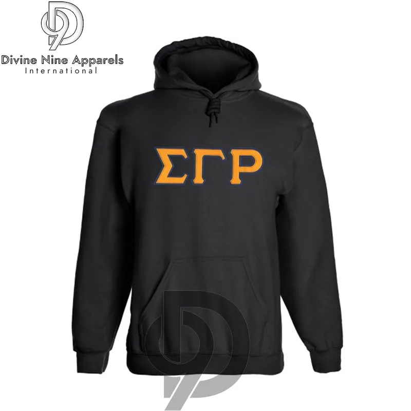 Sigma Gamma Rho Hoodie Custom Made Fleece Embroidered Crest And Letters Gold And Blue Greek Sorority 8808