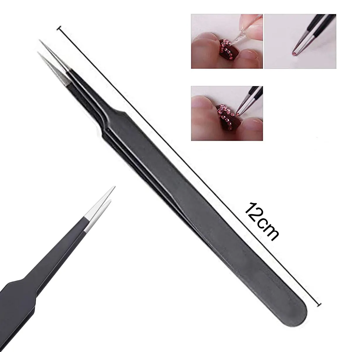 High Quality Black Tweezers For Craft Work And Industry Electronic