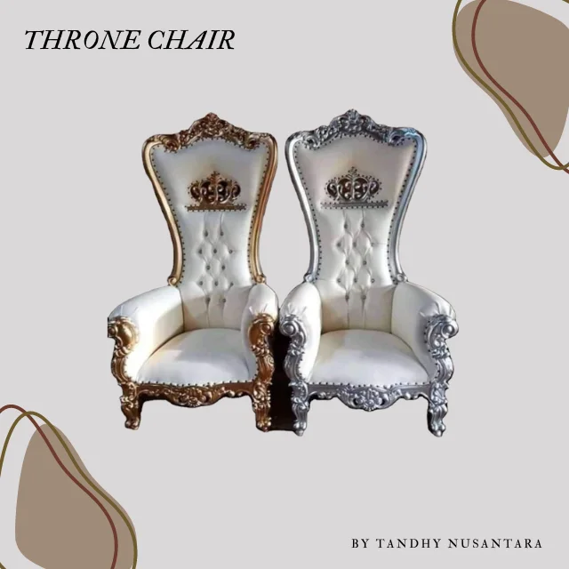 Double Seat Luxury Royal Throne European Style White Color High Back