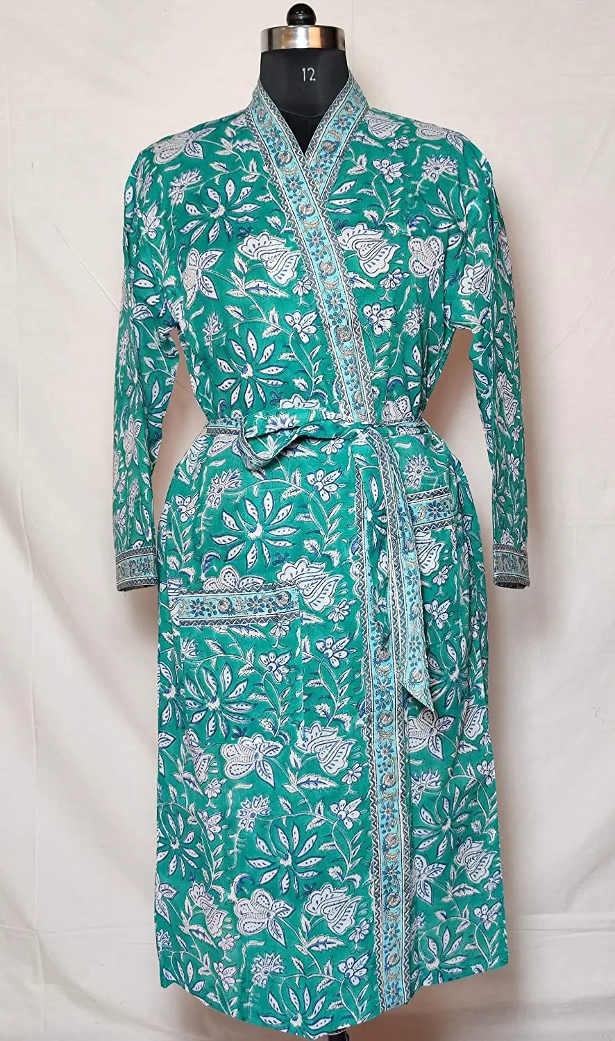 Hot Indian Hand Block Print Kimono Cotton Kimono/ Maxi Dress,Floral ...