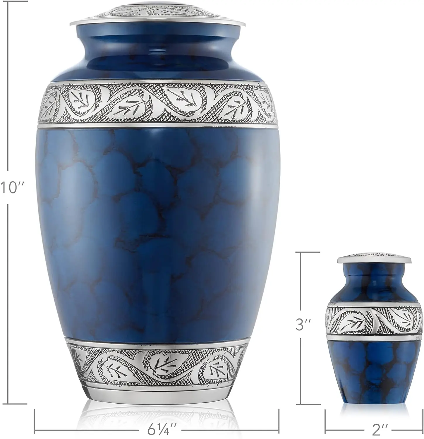 Set Of 5 Etched Cremation Urns For Human Ashes 1 Adult + 4 Keepsake