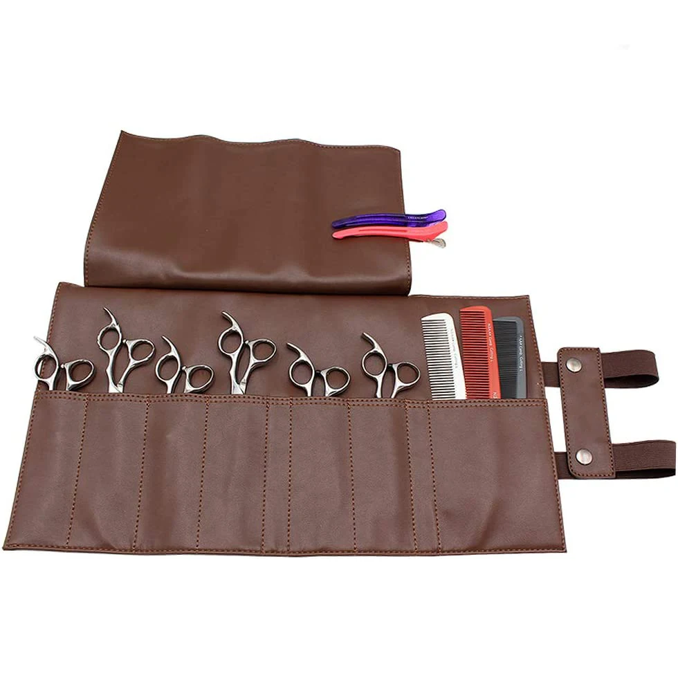 Leather Roll Up Shear Cases Genuine Leather Hair Styling Scissors