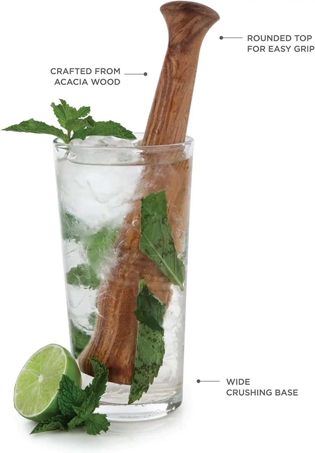 Sheesham Wooden Muddler Bar Tool,10 Inch Hardwood Mojito Muddler With