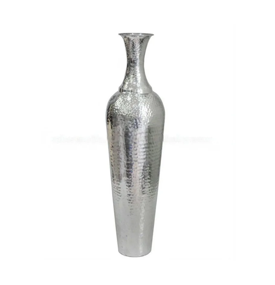 Luxury Metal Flower Vase Quality Assured Floor Decorative Aluminum Tall Vases Silver Plated