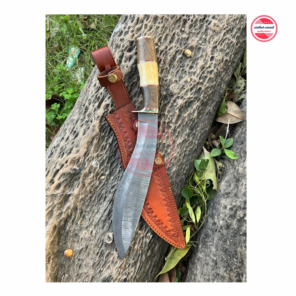 Hunting Damascus Nonfoldable Sharp Blade Knife Premium Quality Material Homemade Fix Blade