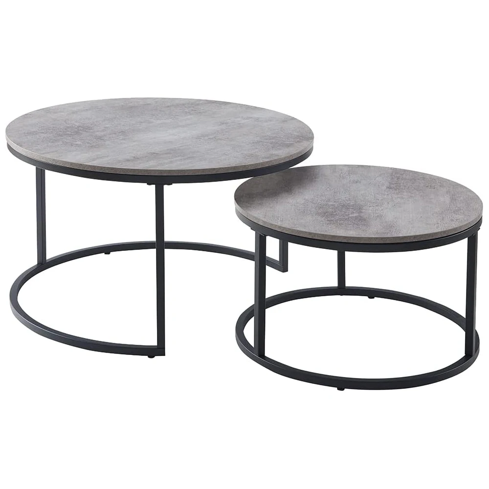 Modern Round Nesting Coffee Table For Living Room Set Of 2 Industrial