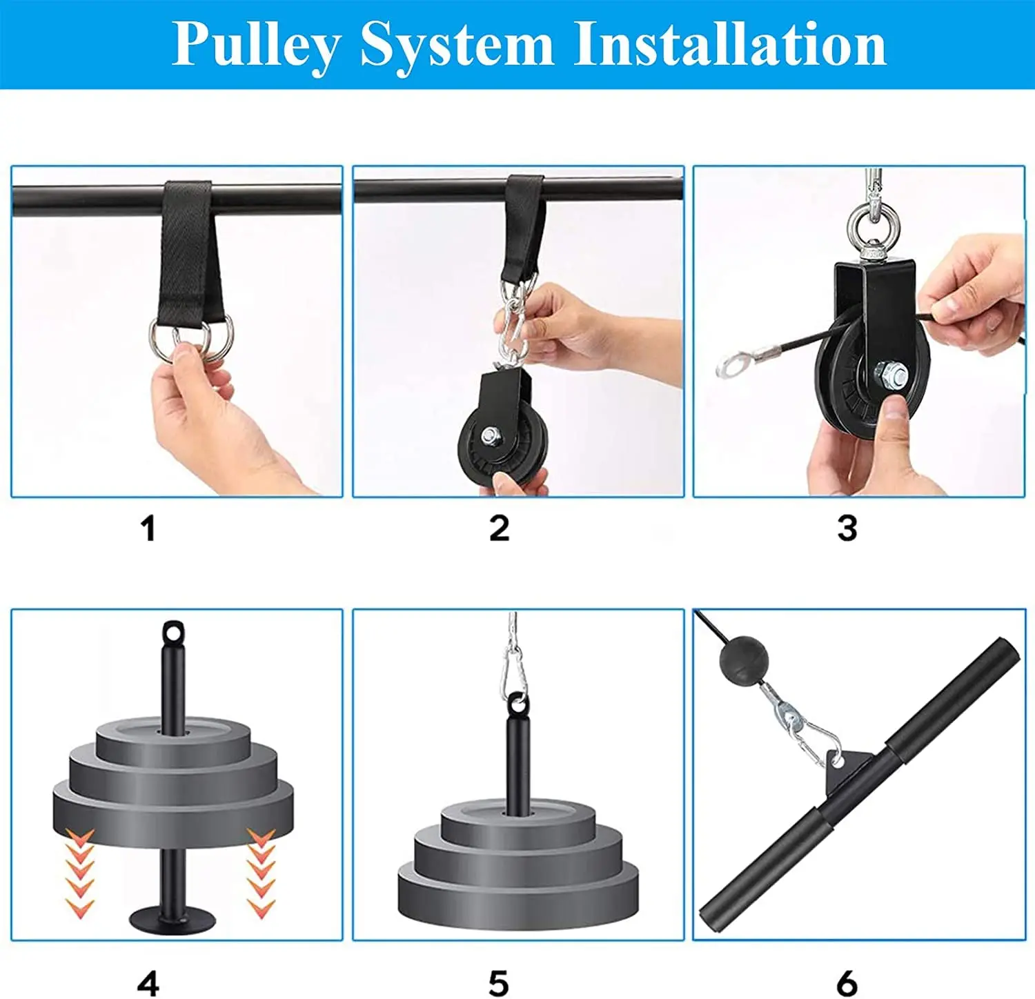 Cable Pulley System For Exercise,Upgraded Fitness Pulley Cable Machine