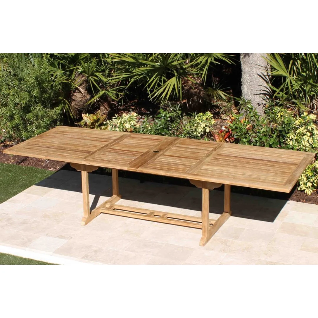 Modern Design Garden Teak Dining Table with Double Extension Natural ...