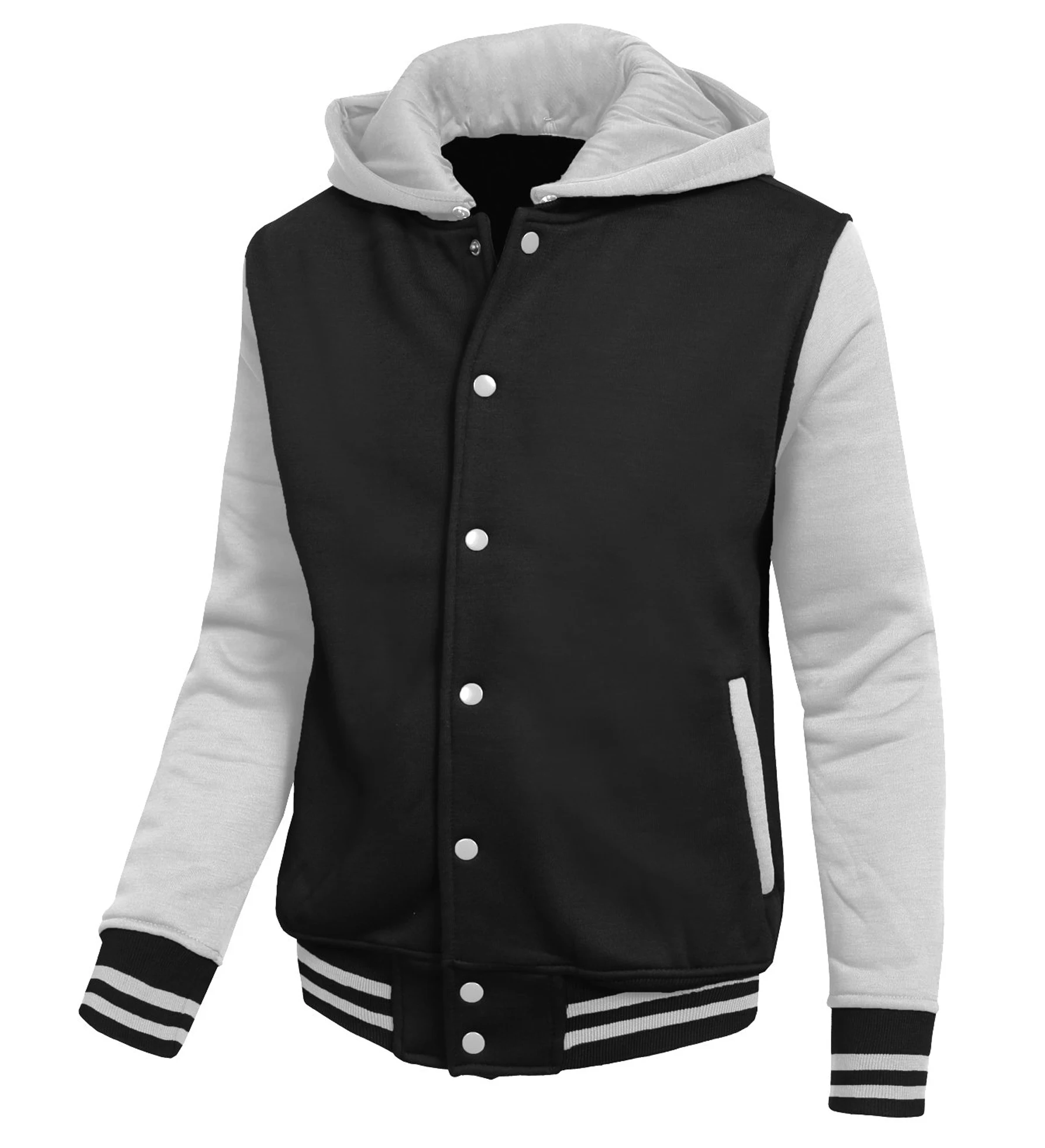 Mens Hood Baseball Varsity Jacket Sports Club Baseball Hooded Red And