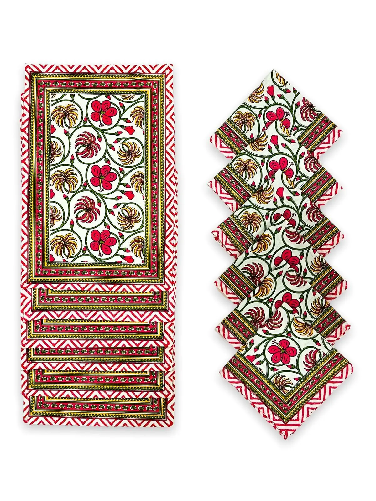 Custom Made Beautiful Collection Of Jaipur Look Printed Table Mats With Napkins In Various