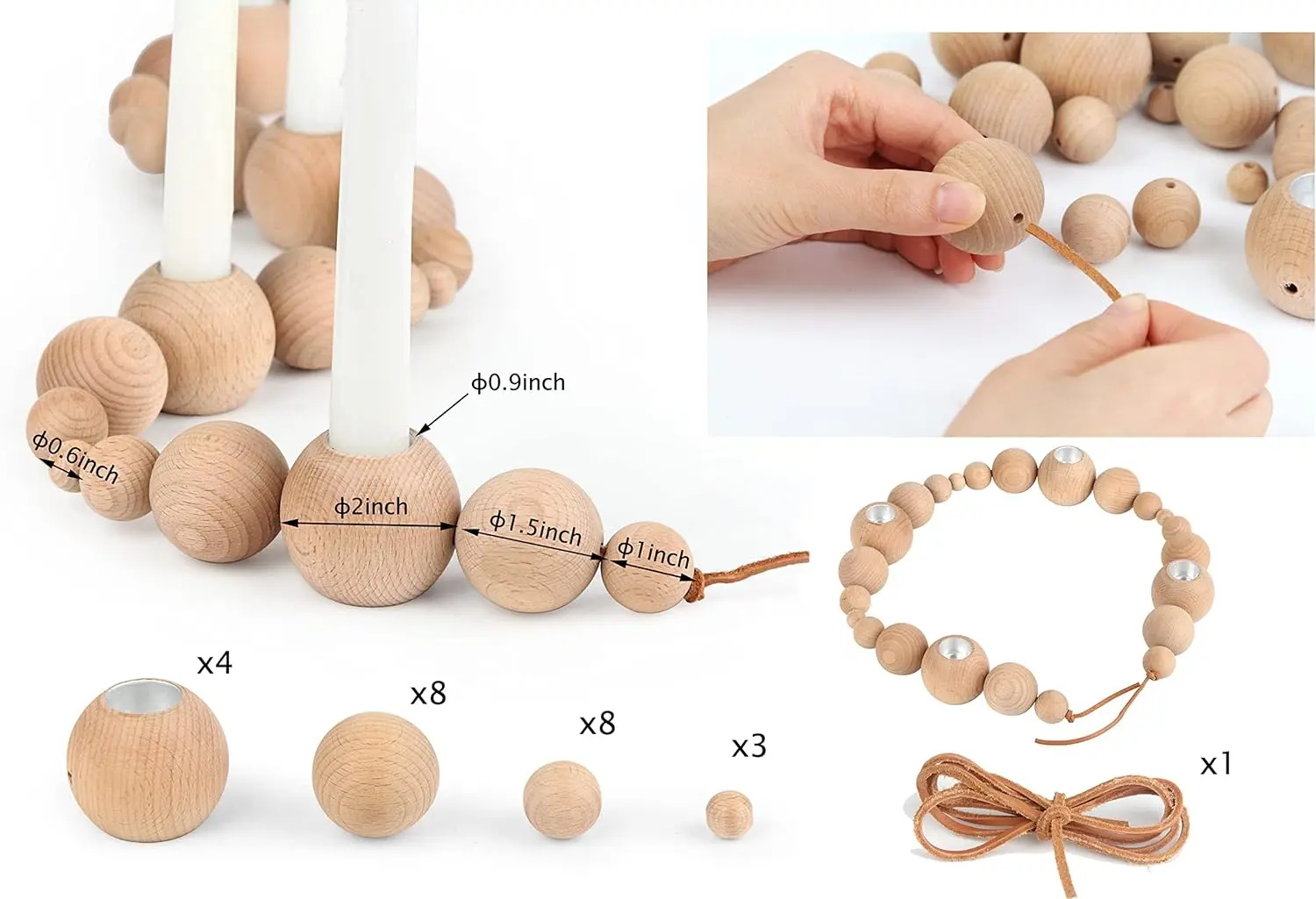 Wood Candle Holders Set Of 5 Rustic Long Wooden Candlestick Holders