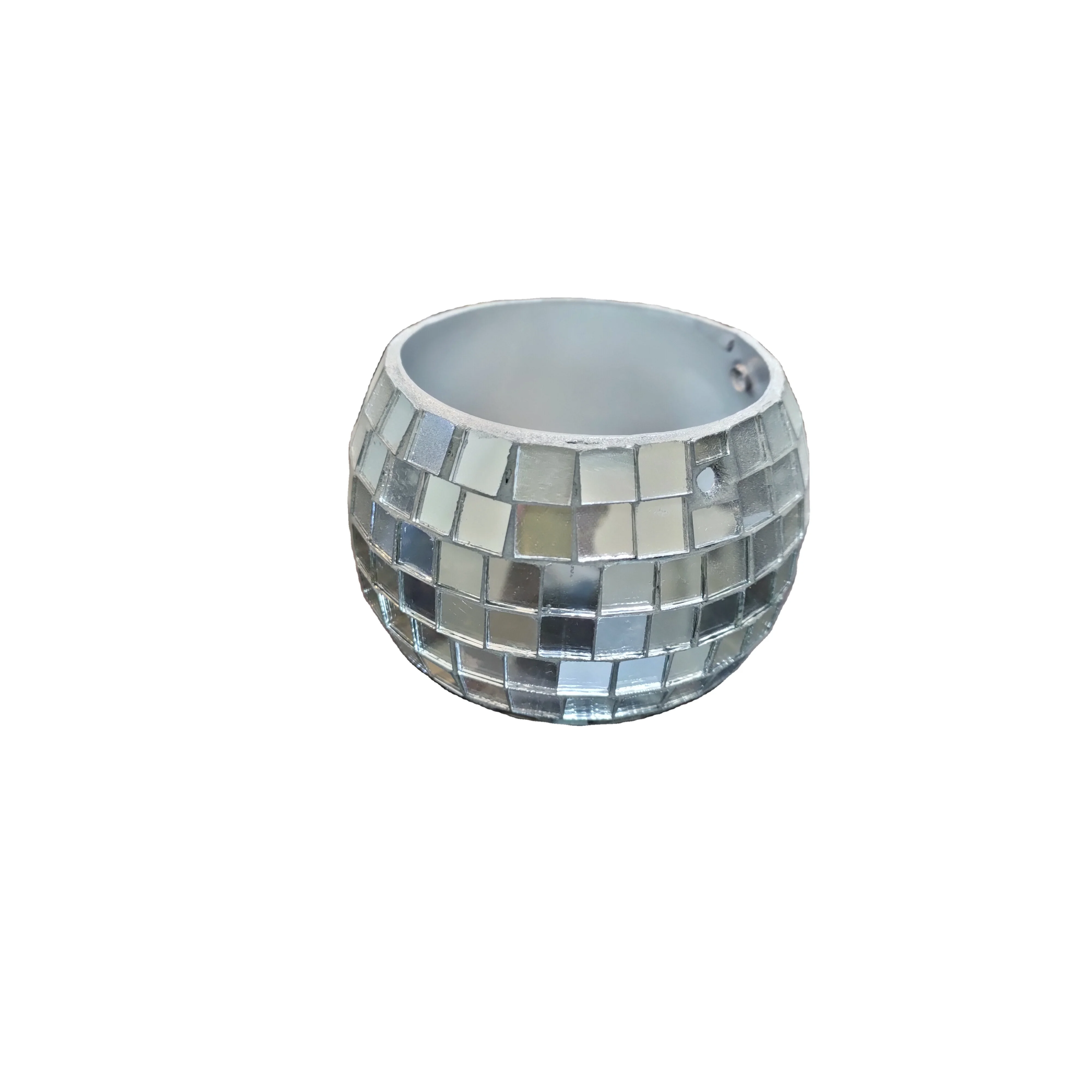 Fancy Silver Mosaic Round Candle Holder For Home Hotel Restaurant