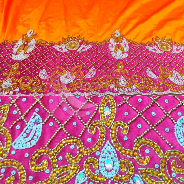 Pink Color 2 Meter George And Gurgura Handbeaded Product Fromr ...