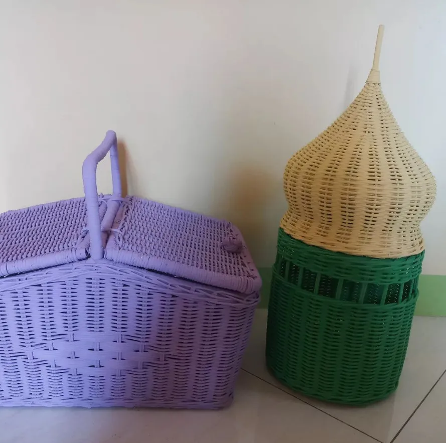 Handcrafted Islamic Gifts Basket Rattan Mosque Dome Design Baskets