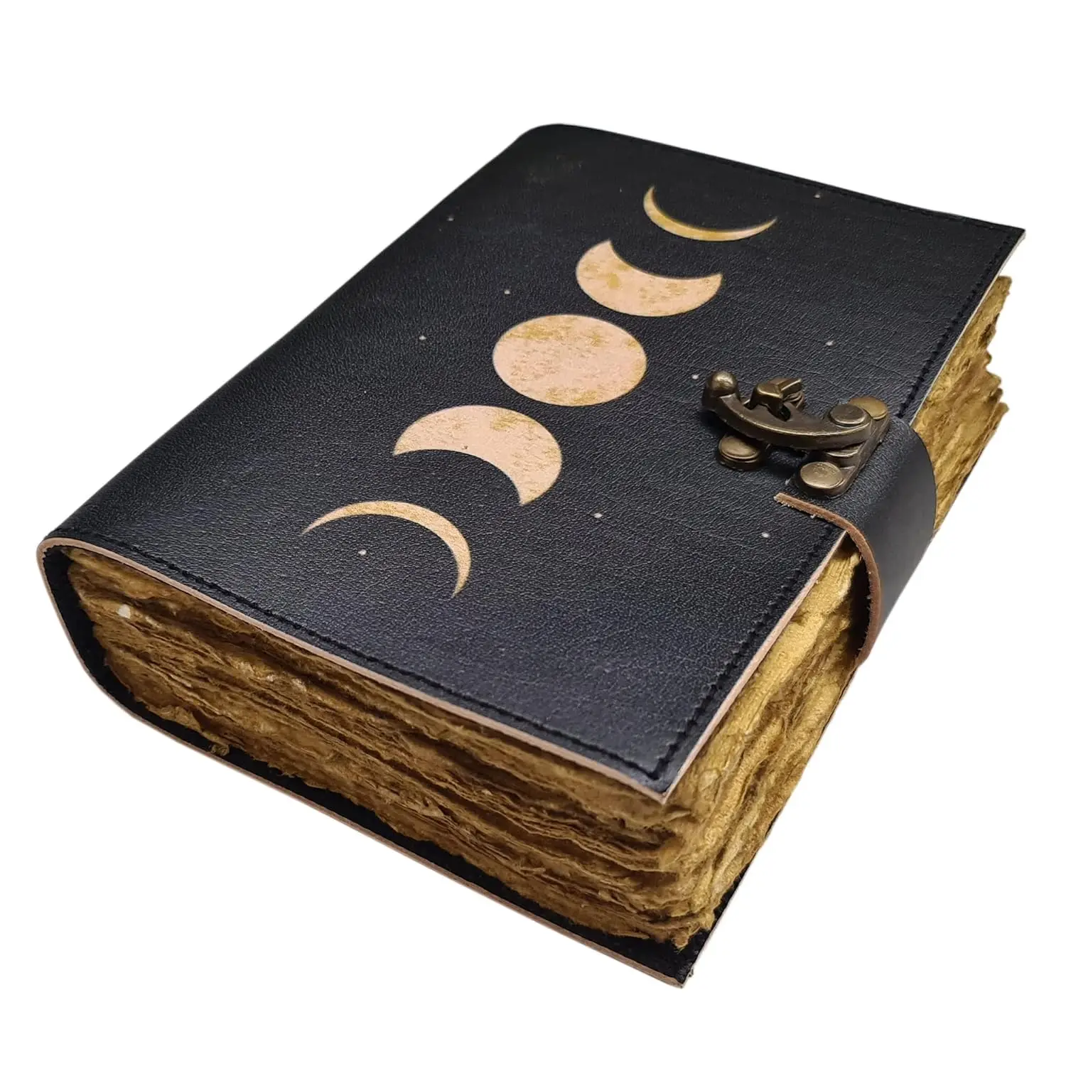 Sun & Moon Leather Journal Grimoire Moon Phases Spell Book Of Shadows ...
