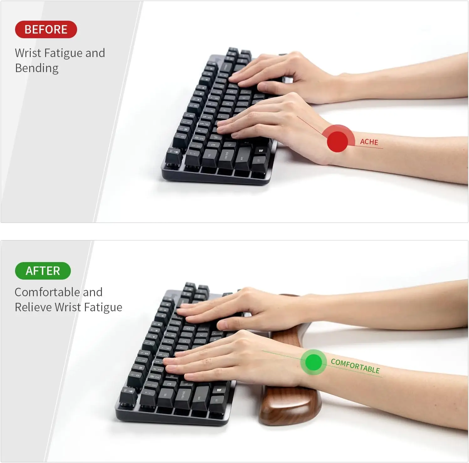 Gaming Wooden Wrist Rest Keyboard Wrist Rest Wood Ergonomic Palm Rest