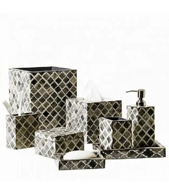 Luxury Resin Mother Of Pearl Bathroom Accessories Tray Box Vase