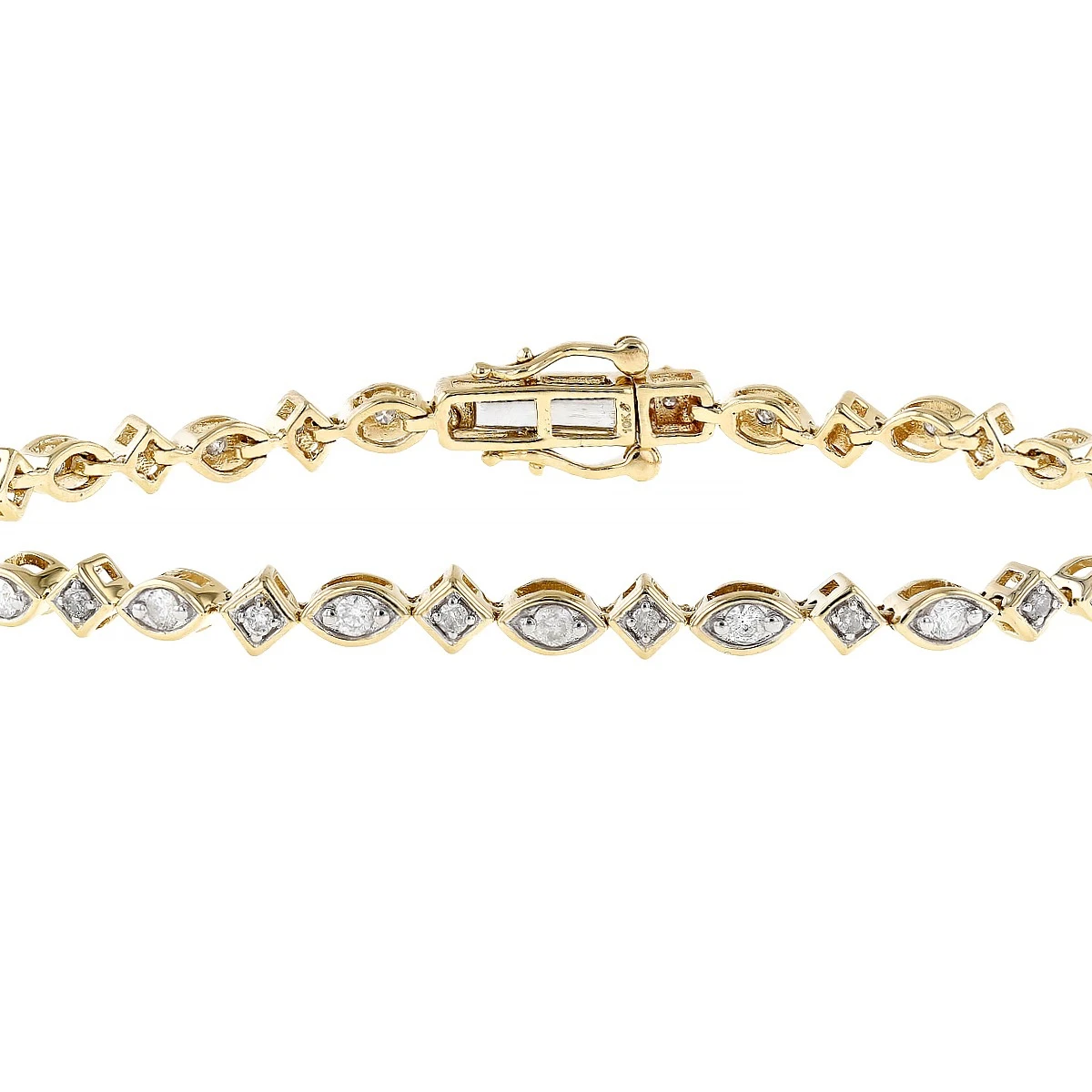 10k Yellow Gold Tennis Bracelet With White Diamonds Elegant Fine Jewelry A Classic And