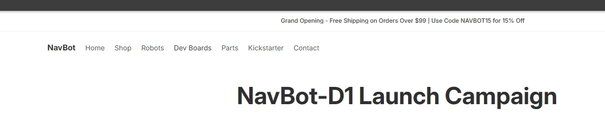 NavBot-T1 design schematic - front and side views