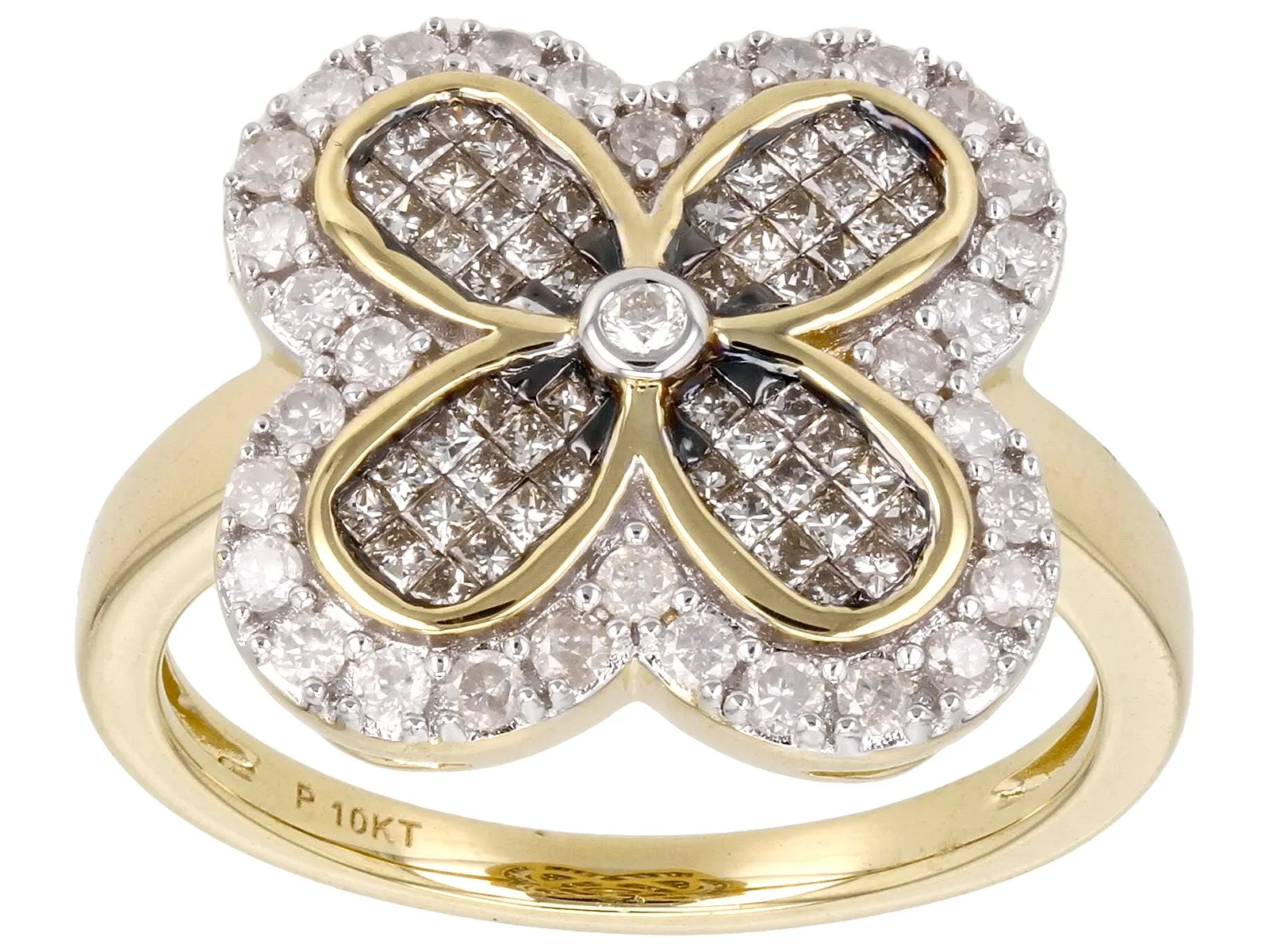 Sophisticated Sparkle Champagne And White Diamond 10k Yellow Gold