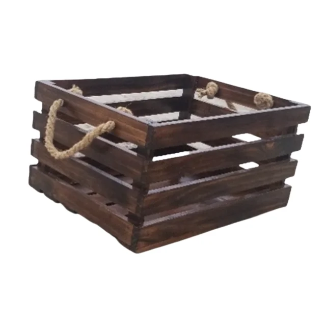 Buy Premium Quality Wooden Crate With Rope Handles Organizer For For