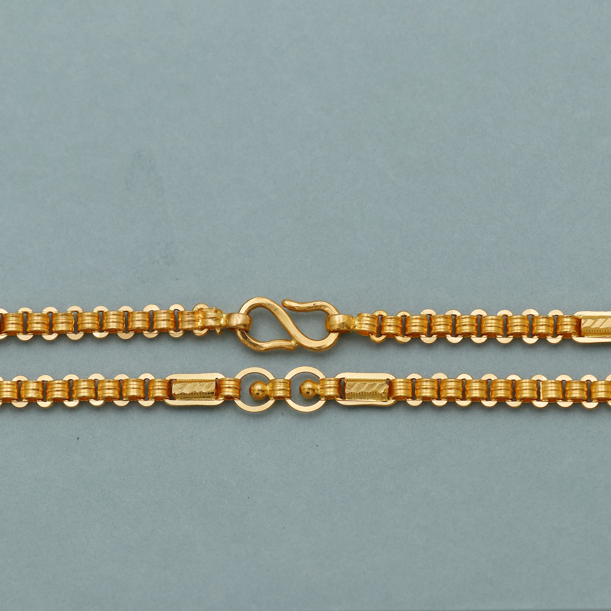 Trendy 22k Yellow Gold Chain Necklace Jewelry Indian Real Gold 22kt