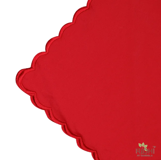 Red Cotton Embroidered Scallops Cotton Cloth Napkins Housewarming Gift