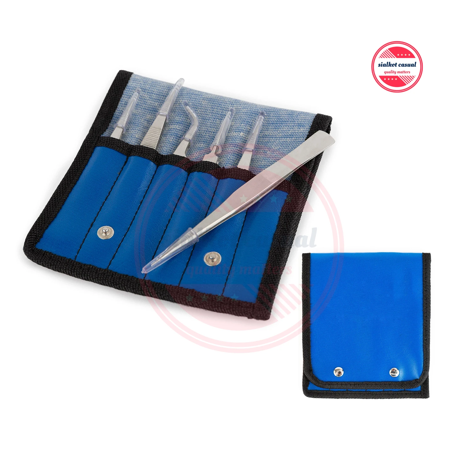 Salon Eyelash Tweezers Set Case Pouch Salon 6 Piece Set Eyelash