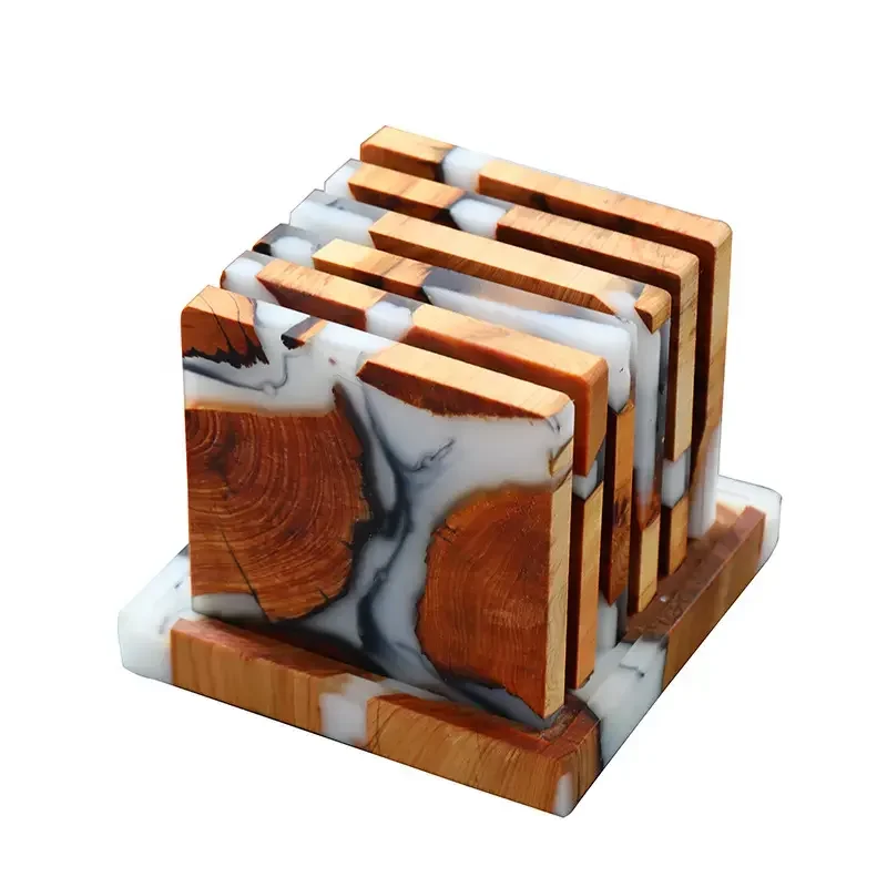 Luxury Beer Tea Coffee 2024 Coasters Display Stand Custom Acacia Wooden