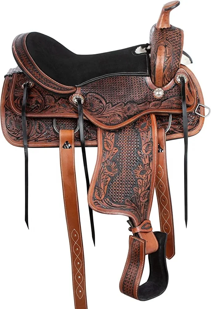 High Quality Horse Leather Western Show Barrel Trail Horse Saddle