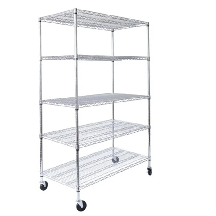 5-Tier Steel Wire Shelving Rack for Kitchen Use Non-Folding Traditional ...