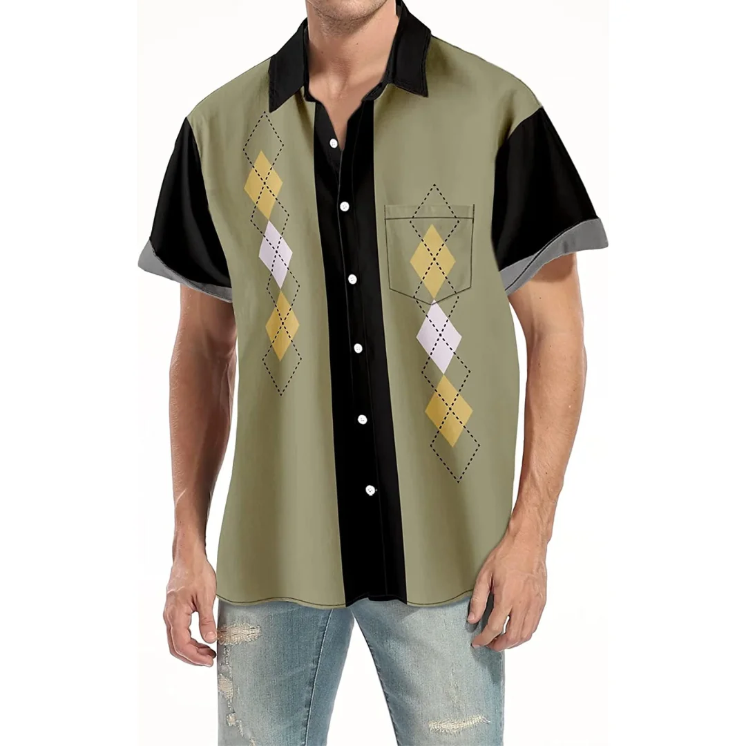 Premium Quality Custom Oem Men's Vintage Bowling Shirt 1950s Retro