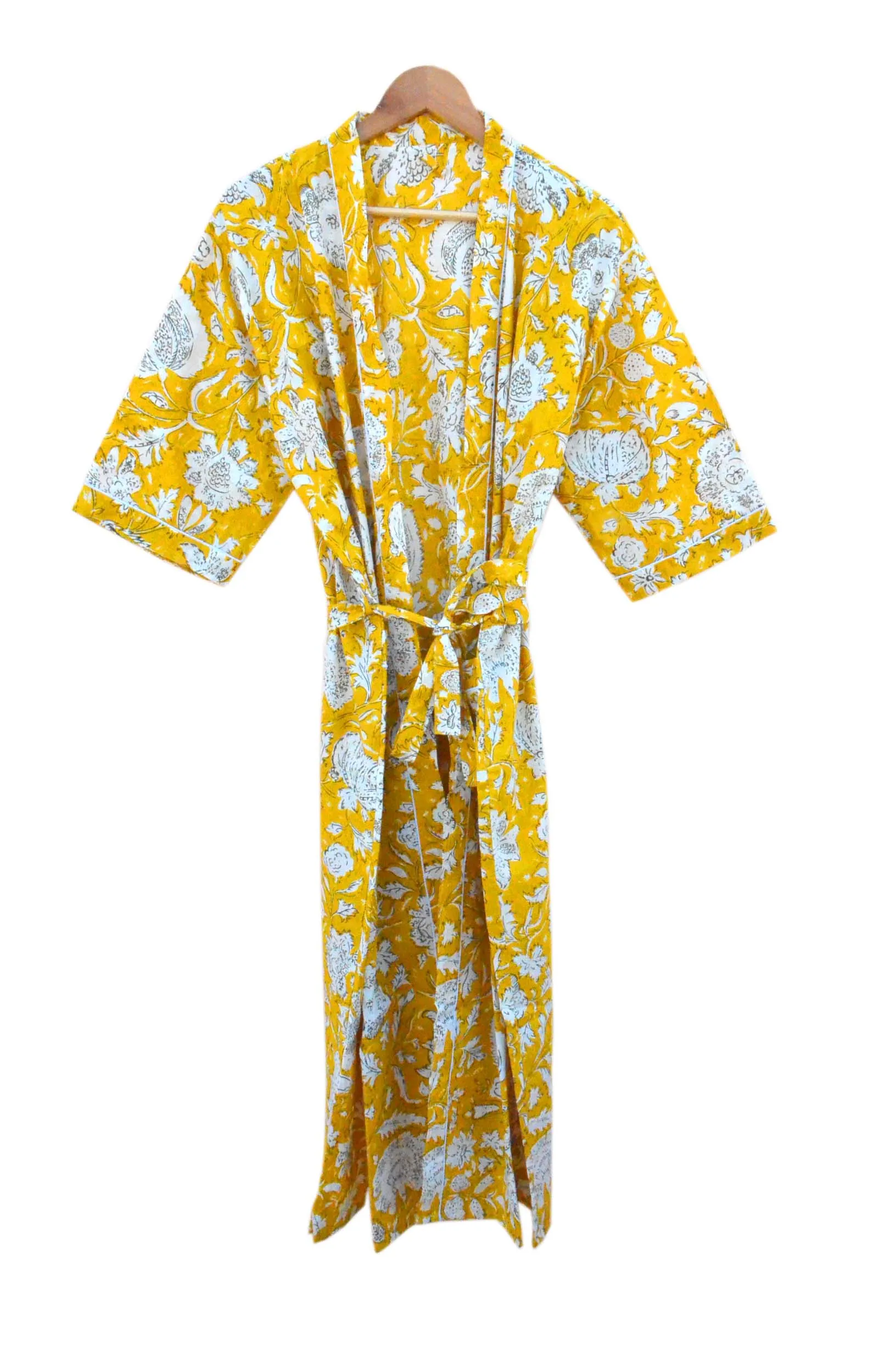 100 Indian Summer Handmade Long Printed Floral Boho Ladies Kimono Robe