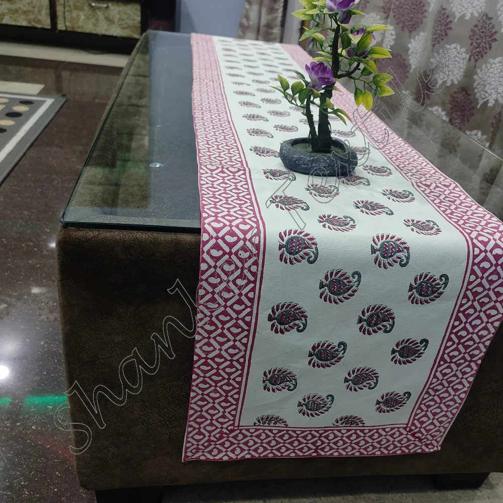 Christmas Block Print Table Runners Handmade Block Print Table Runner Dinner Celebration Festive