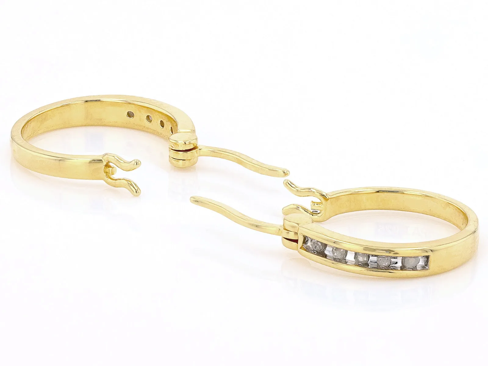 White Diamond 14k Yellow Gold Over 925 Sterling Silver Set Of 2 Hoop