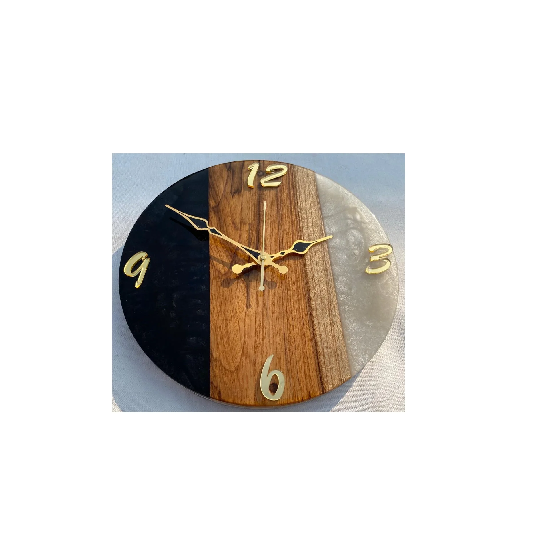 Epoxy Resin And Wooden Joined Wall Clock Antique Style For Home ...