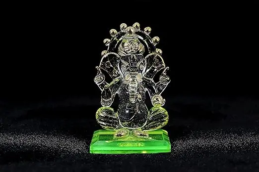 Manufacturer Price Golden Ganesh Ji Glass Idol Statue For Home And Temple Decor Lord Ganesh