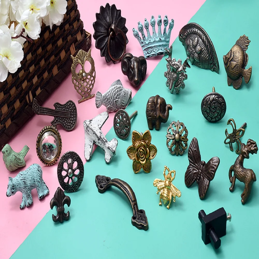 Bulk Iron Drawer Knobs Antique Farmhouse Pulls Floral Kitchen Door