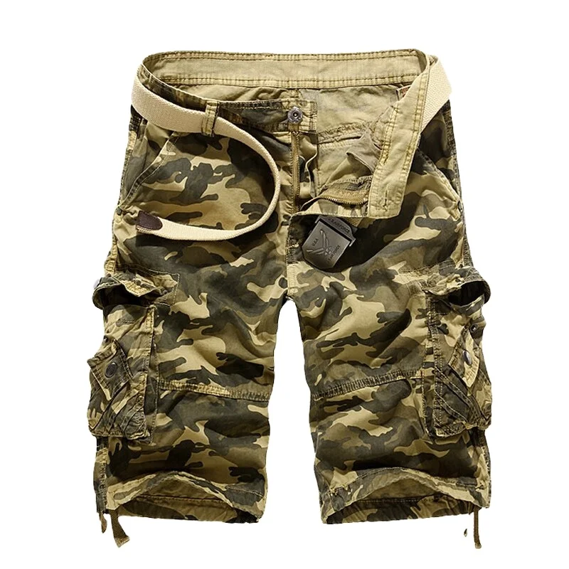 Pantalon court Cargo d'été personnalisé pour hommes, en coton, multi-poches, décontracté, à la mode, 105_voghion.com