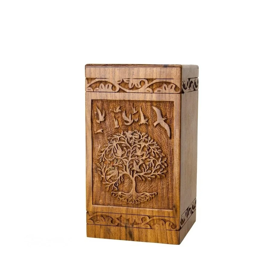 Rosewood Tree Of Life Cremation Urn For Human Ashes Wooden Box For Pets ...