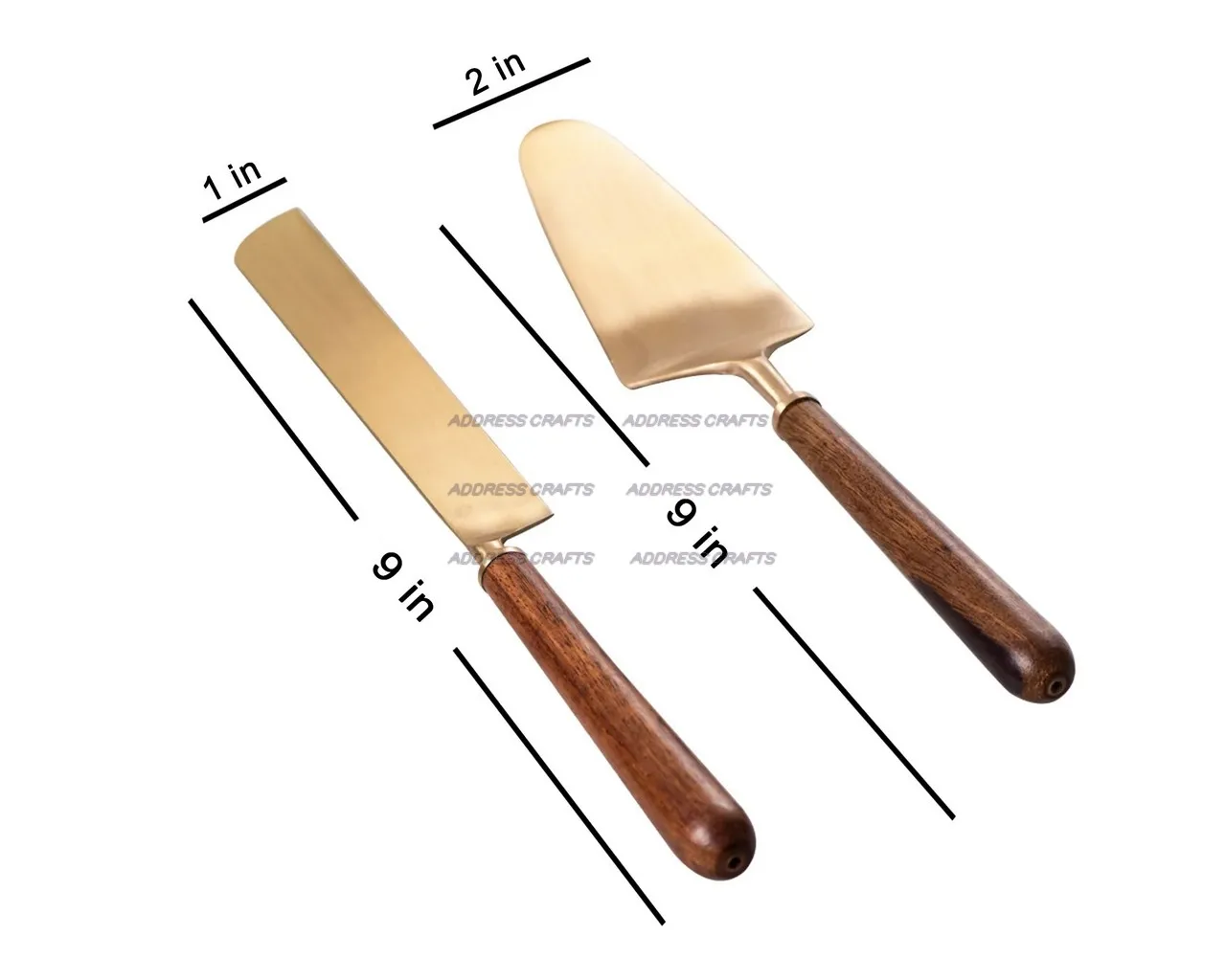 Luxury Style Stainless Steel Wood Handle Cake Serving Set For