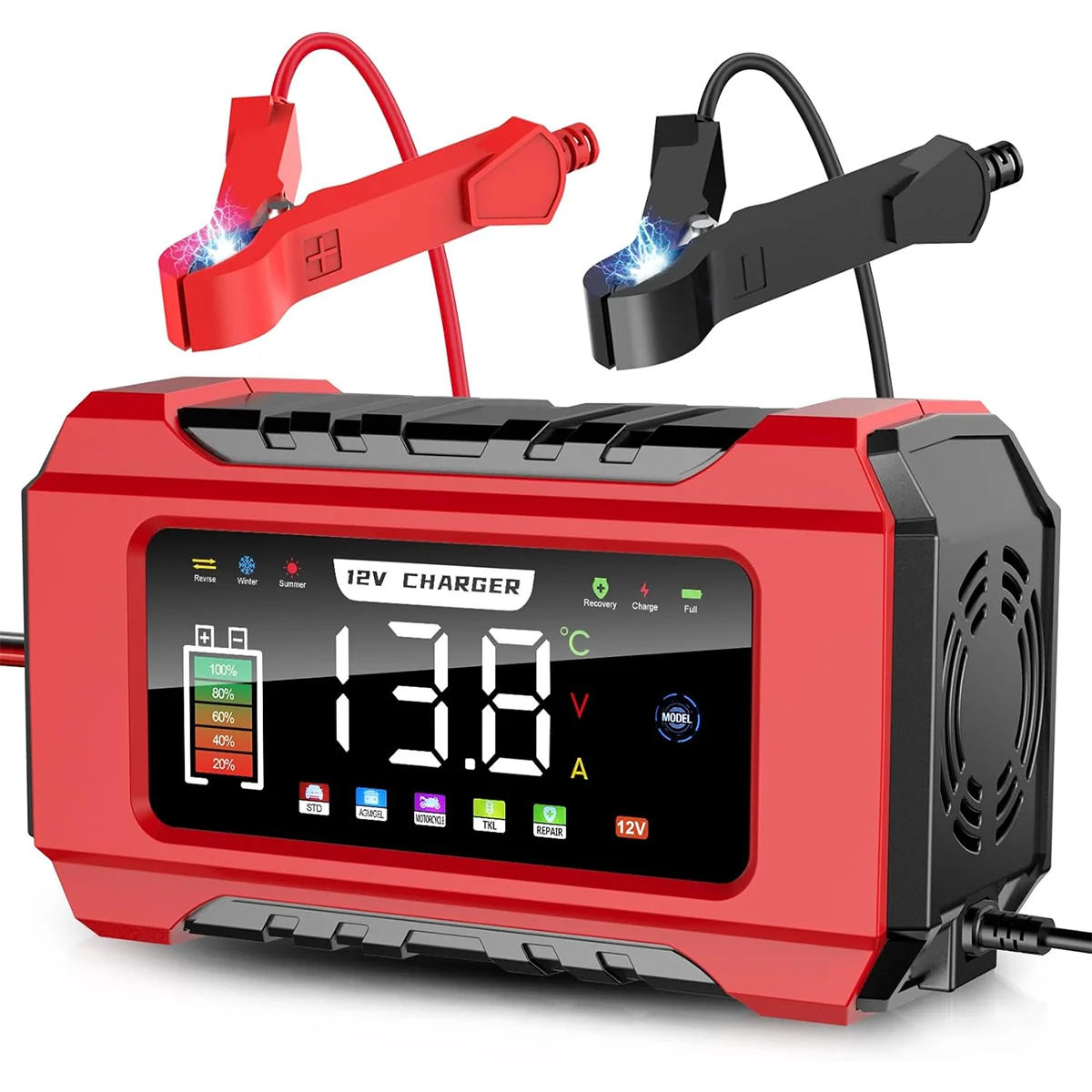 Car Battery Charger 12v 6a Smart Battery Trickle Charger Automotive With Led Color Display For