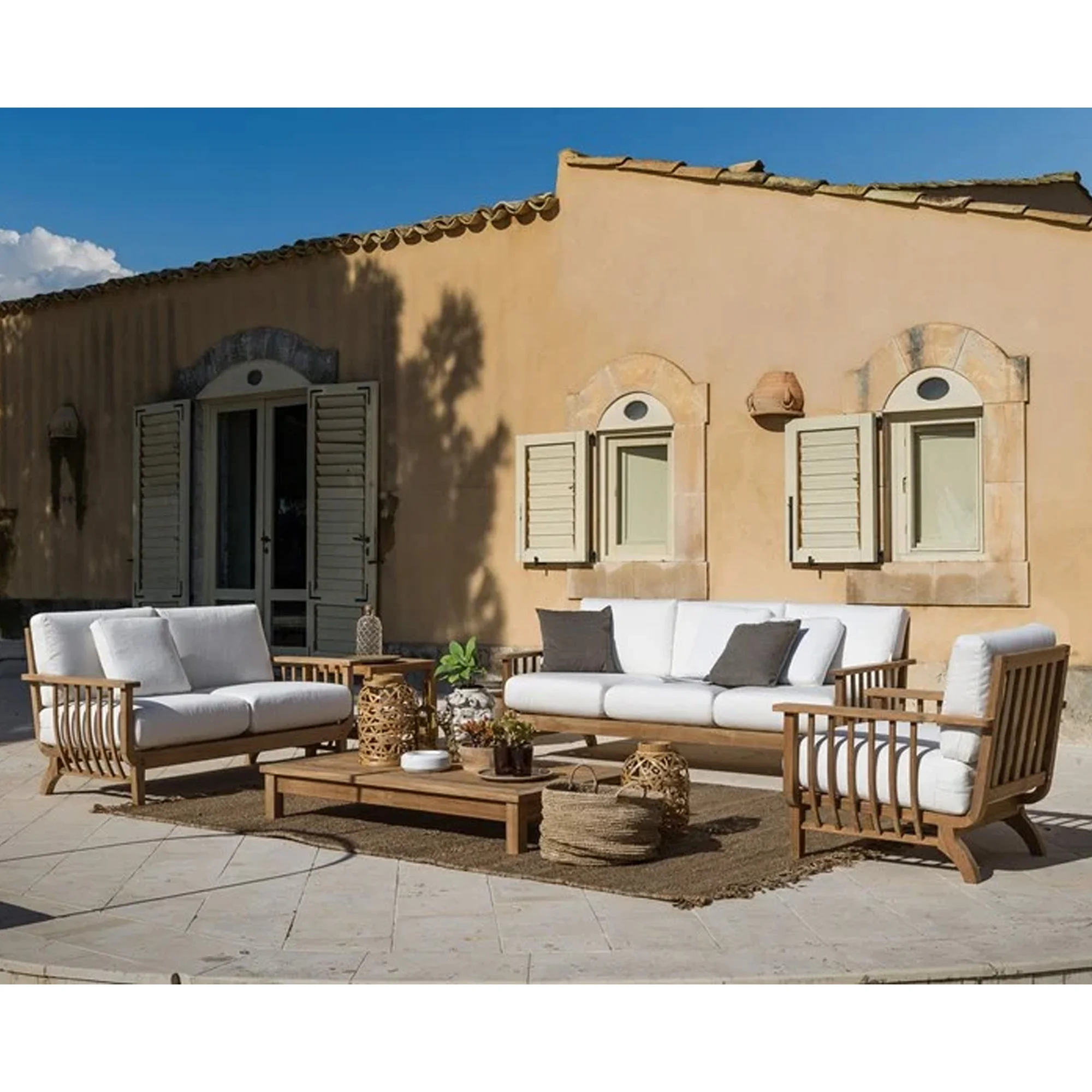 Luxury Modern Wooden Furniture Garden Sofa Set Patio Outdoor Alma