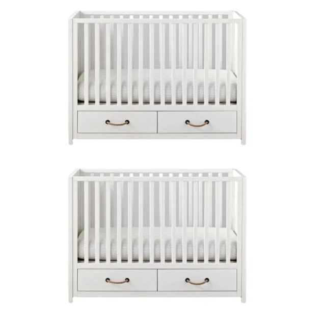 Modern European Baby Box Teak Wood Baby Crib For Kids Bedroom Furniture